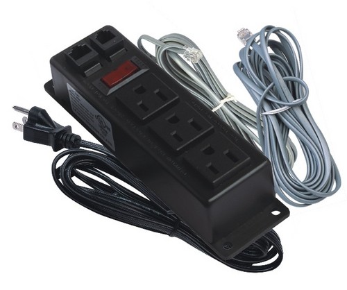 美规三位排插带开关带电话线