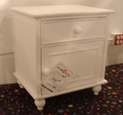 Solid wood bedroom bedside table - white paint