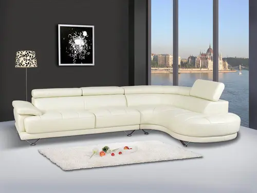 ld-213- White Leather L-shaped Recliner Sofa