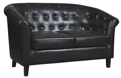 Modern Black Leather Light Luxury Two-seater Sofa