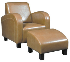 Modern Leather Recliner with Stool