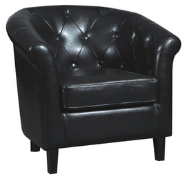 Modern Black Leather Light Luxury Armchair