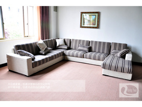亚麻布简约布艺大型多造型转角沙发