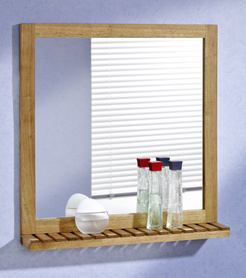 胡桃木镜子 带隔板 浴室镜 化妆镜 实木镜框