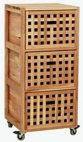 胡桃木 实木 三抽屉柜 可移动橱柜 储物柜