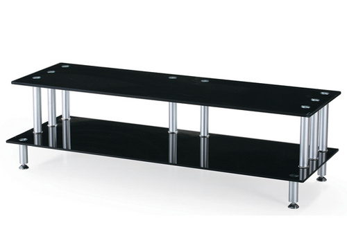 Glass tv stand black glass tv showcase  TB01