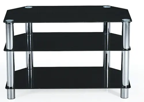 tv stand with black glass/silver frame TS102