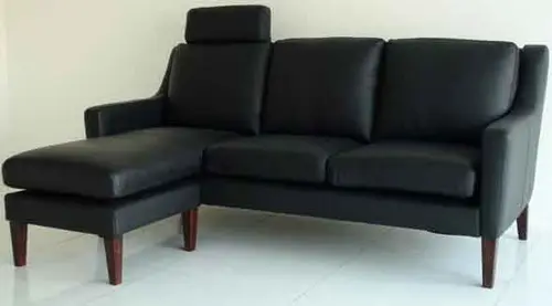 SD-339 Modern Black Leather L-shaped Three-seater Sofa