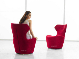 中国高端品牌欧品老杨高丹布艺转椅休闲椅GEC6146 红色布布艺单椅
