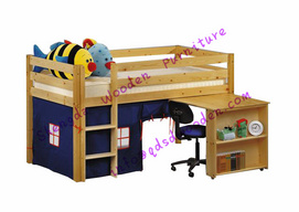 Wooden Student Bed with Metal Frame