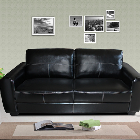 Manhattan---Black Leather Sofa－213047