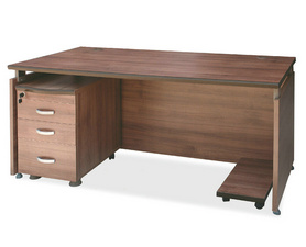 木腿办公桌 板式办公桌带活动柜