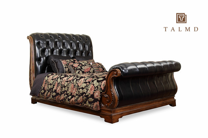 TALMD619-1 Leather sleigh bed