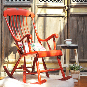 欧式田园实木做旧摇椅懒人休闲椅美式乡村阳台户外躺椅椅子