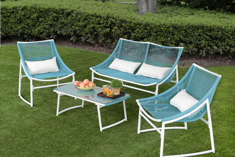 deluxe rattan outdoor garden wicker patio sofa furniture 5 pcs 4 seater black brown set