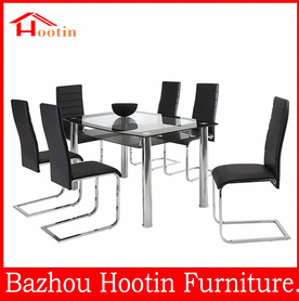 popular fashion stianless steel frame tempered glass dining table桌