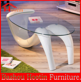 hot sale modern S shape unique design luxury glass coffee table几