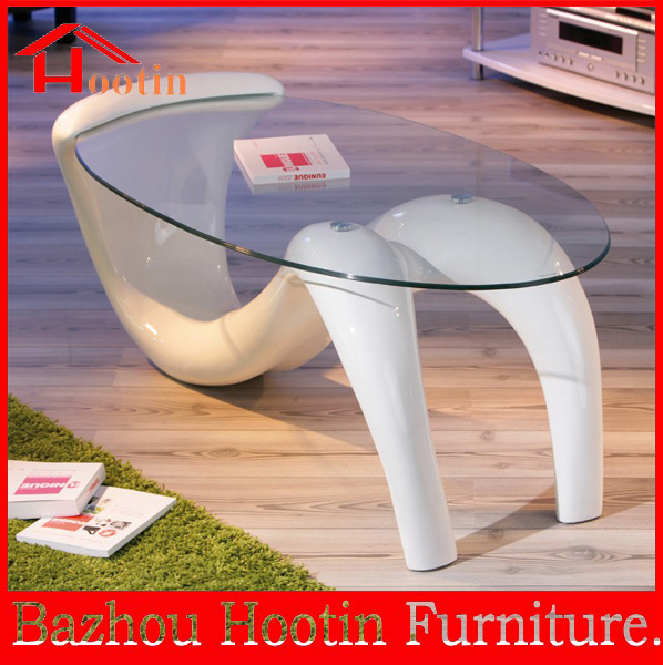 hot sale modern S shape unique design luxury glass coffee table