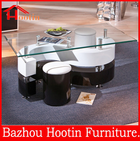 hot sale fashion modern S shape glass top wood leg coffee table几