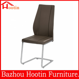 comfortable simple hot sale leather high back chrome dining chair