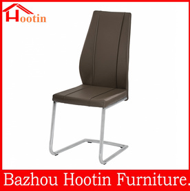 comfortable simple hot sale leather high back chrome dining chair椅