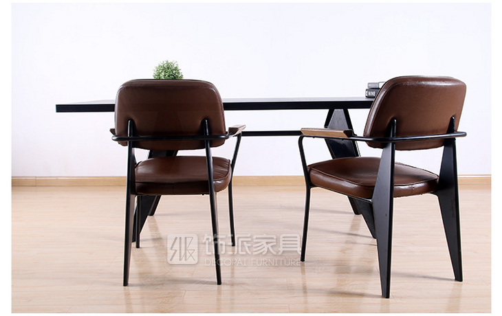 饰派标准扶手椅简约现代餐椅 PU皮垫 会议椅 简约现代金属扶手椅