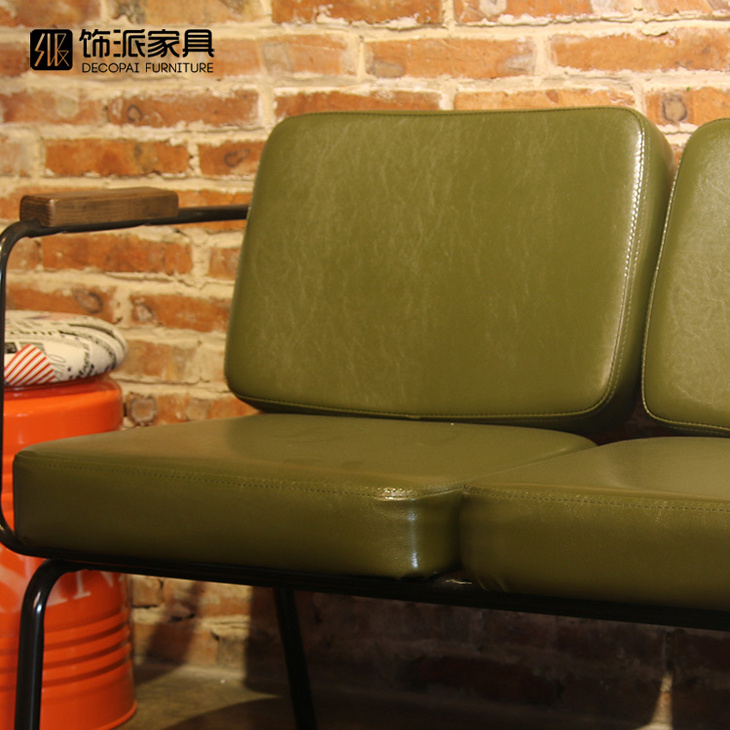 饰派家具有扶手餐椅双人位标准餐椅PU垫软包椅金属扶手椅