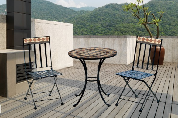 Three-piece outdoor leisure table and chair combination-HTBS-001