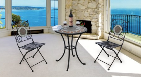 Three-piece outdoor leisure table and chair combination-HTBS-004