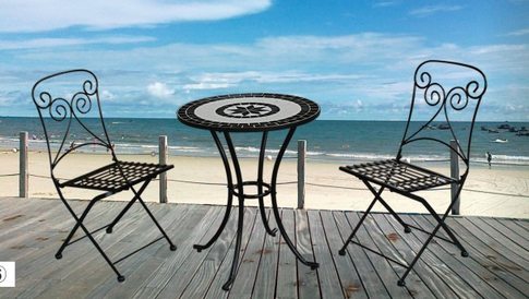 Three-piece outdoor leisure table and chair combination-HTBS-006