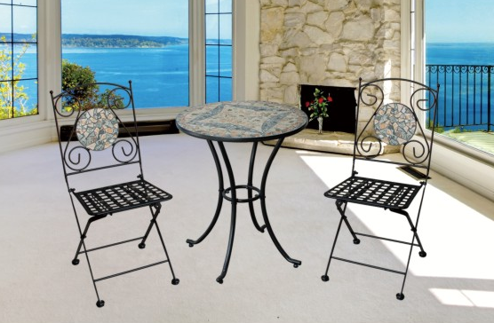 Three-piece outdoor leisure table and chair combination-HTBS-009