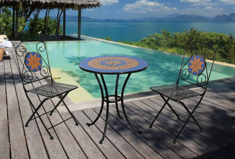 Three-piece outdoor leisure table and chair combination-HTBS-010