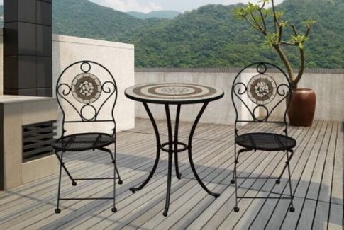 Three-piece outdoor leisure table and chair combination-HTBS-012