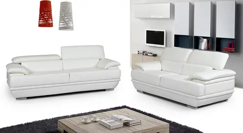 White Leather Two-seater Sofa  TEYOUNG-02