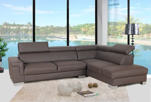 Brown Leather L-shaped Sofa TEYOUNG-04