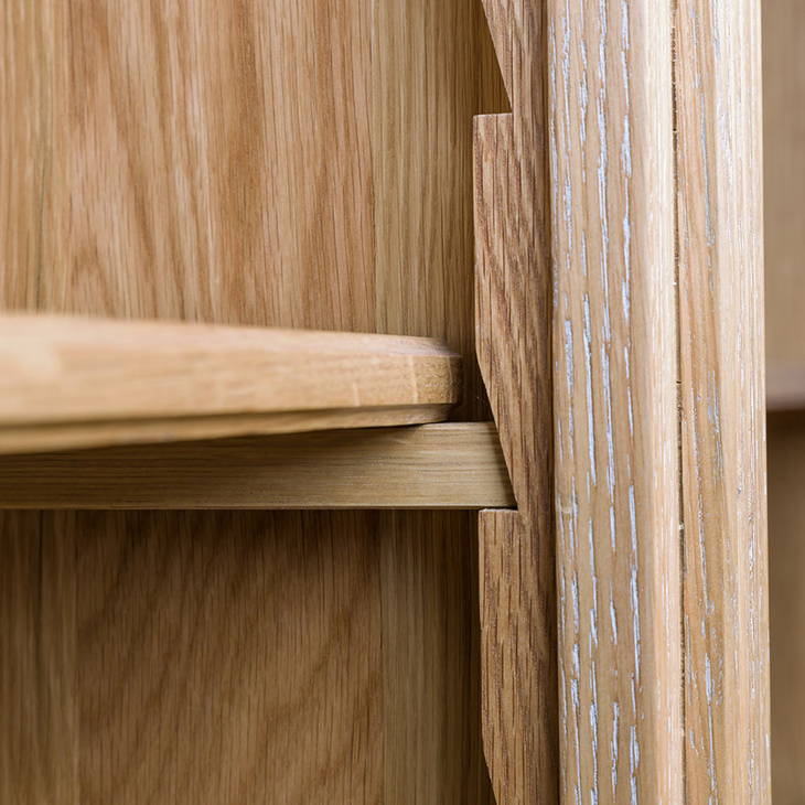 橡木风化色带梯储物柜书柜