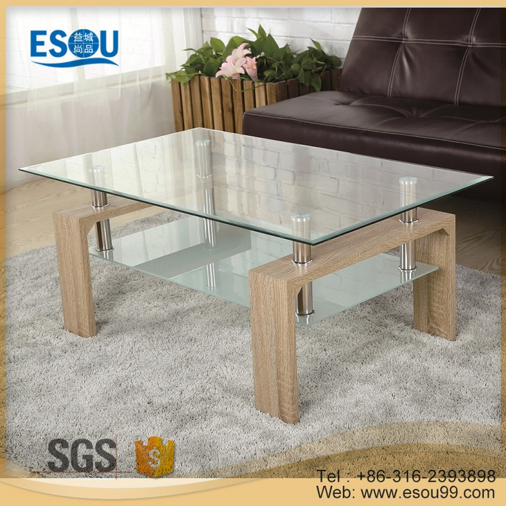 Tempered Glass Top MDF Legs Coffee Table