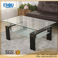 Tempered Glass Top MDF Legs Coffee Table