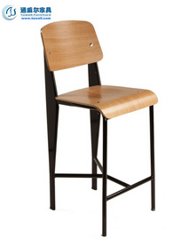 简约时尚金属脚架高吧餐椅 曲木弯板咖啡椅 靠背高吧椅 TW8062-L