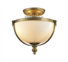 欧式美式新中式全铜玻璃吸顶灯LED玄关卧室阳台过道走廊灯具