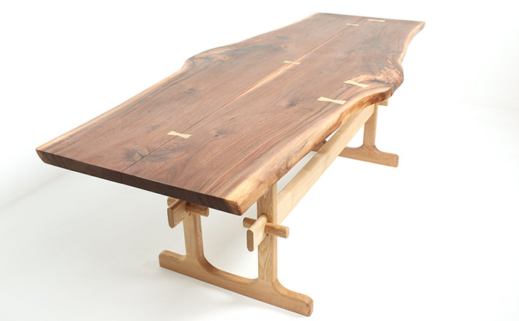 整木双拼板桌台