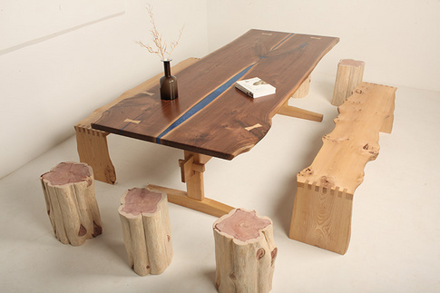 Double Puzzle Solid Wood Desk (Pantone)