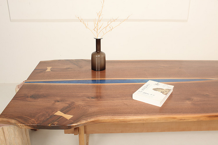 双拼板整木桌台