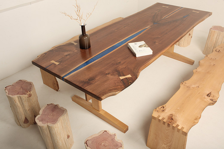 双拼板整木桌台