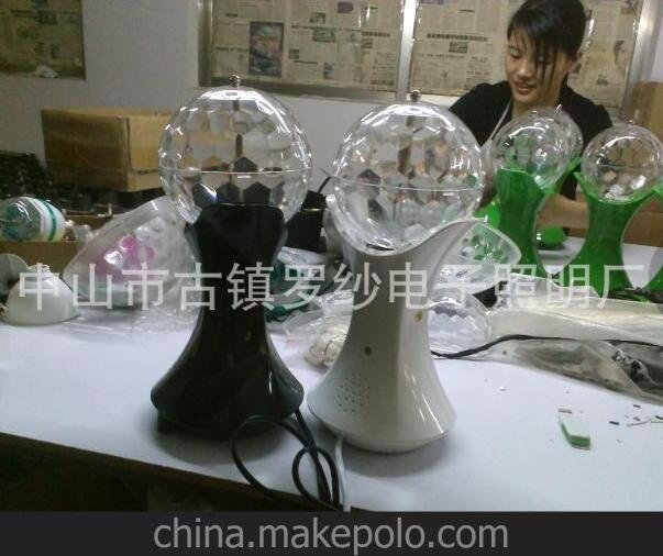 现代室内声控LED七彩水晶旋转3W舞台灯