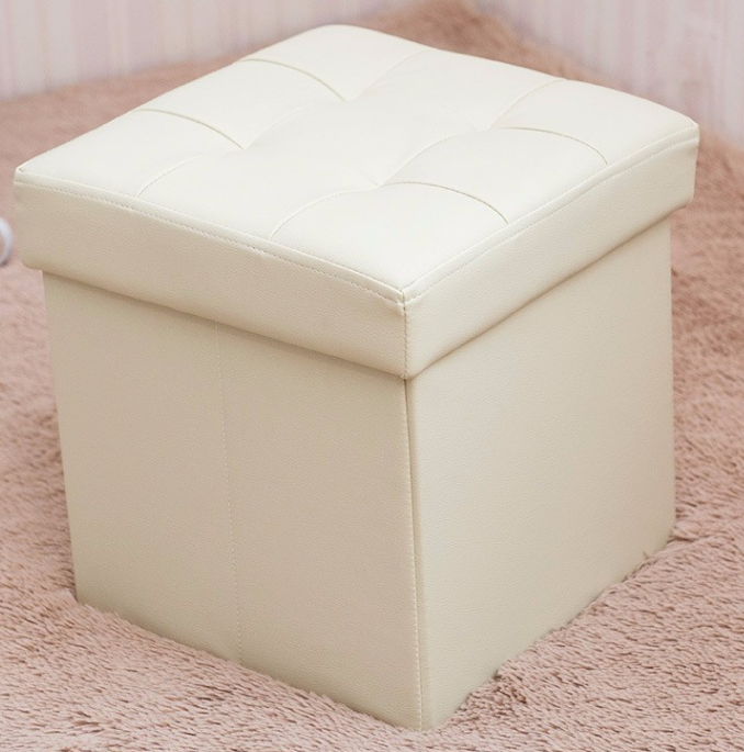 Storage leather shoe changing stool