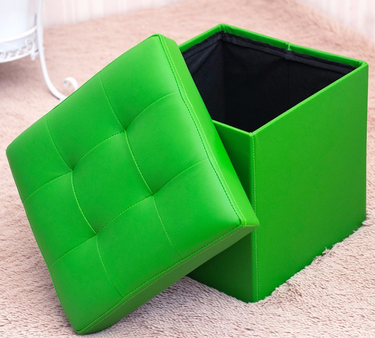 Storage leather shoe changing stool