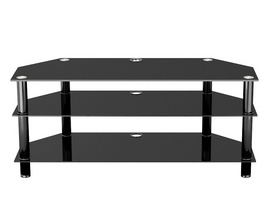 BR-TV507BLK-High Glossy Black Tempered Glass TV Stand