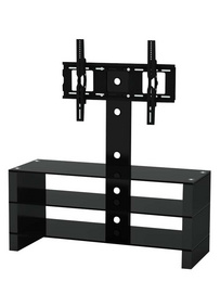 BR-TV151-1-MDF frame with glossy black paint, tempered black glass shelves TV Stand
