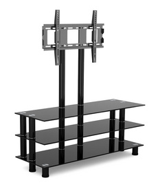 BR-TV1307-Black Tempered Glass Top TV Stand for 32" ~ 65" LCD/LED/PLASMA